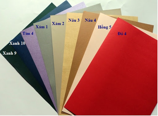 Bìa giấy đóng sổ A4 ngoại các màu (100 tờ) (4 màu cơ bản)